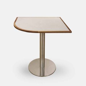 TB-301 雅士白千層板弧桌(不鏽鋼圓盤腳)